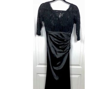 Ever Pretty  Black Lace Ruched Full Length Gown 4